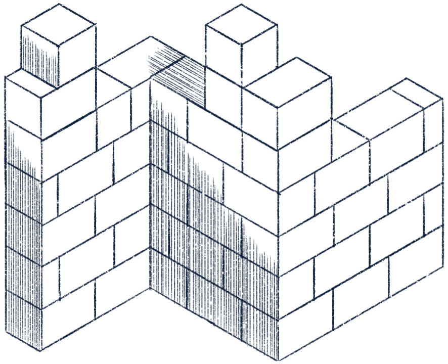 Illustrasjon av en murvegg